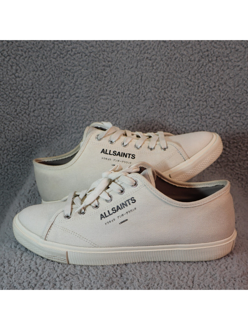ALL SAINTS Underground Low Top Beige Men Sz 9 Canvas Shoes